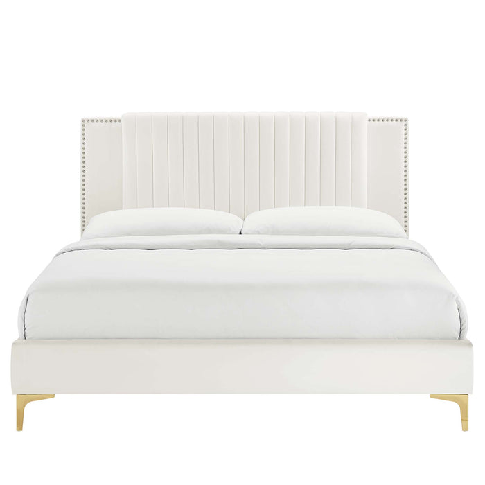 Zahra Channel Tufted Performance Velvet Twin Platform Bed