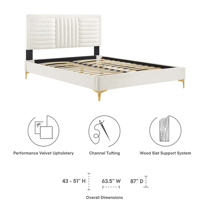 Sofia Channel Tufted Performance Velvet Twin Platform Bed