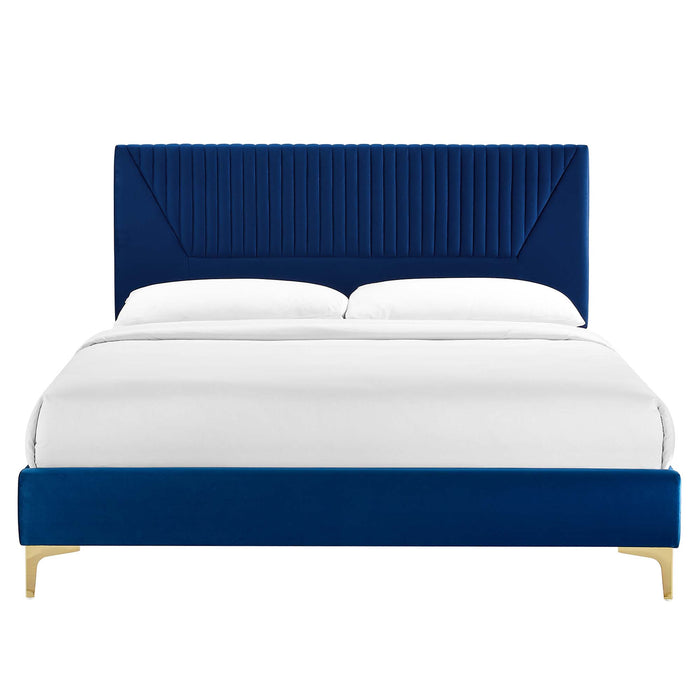 Yasmine Channel Tufted Performance Velvet Twin Platform Bed