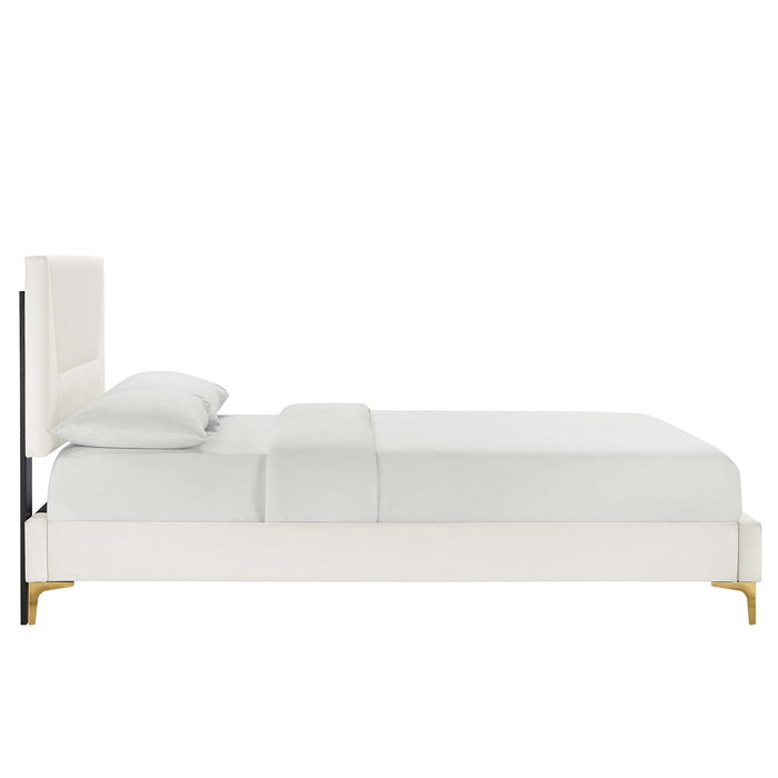 Yasmine Channel Tufted Performance Velvet Twin Platform Bed