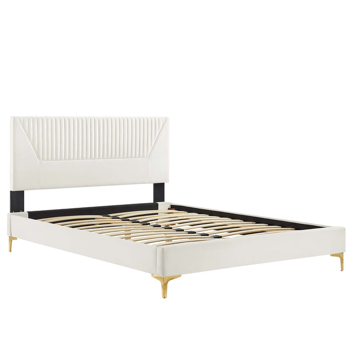 Yasmine Channel Tufted Performance Velvet Twin Platform Bed