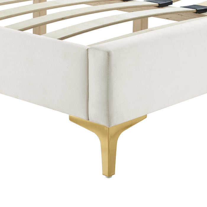 Yasmine Channel Tufted Performance Velvet Twin Platform Bed