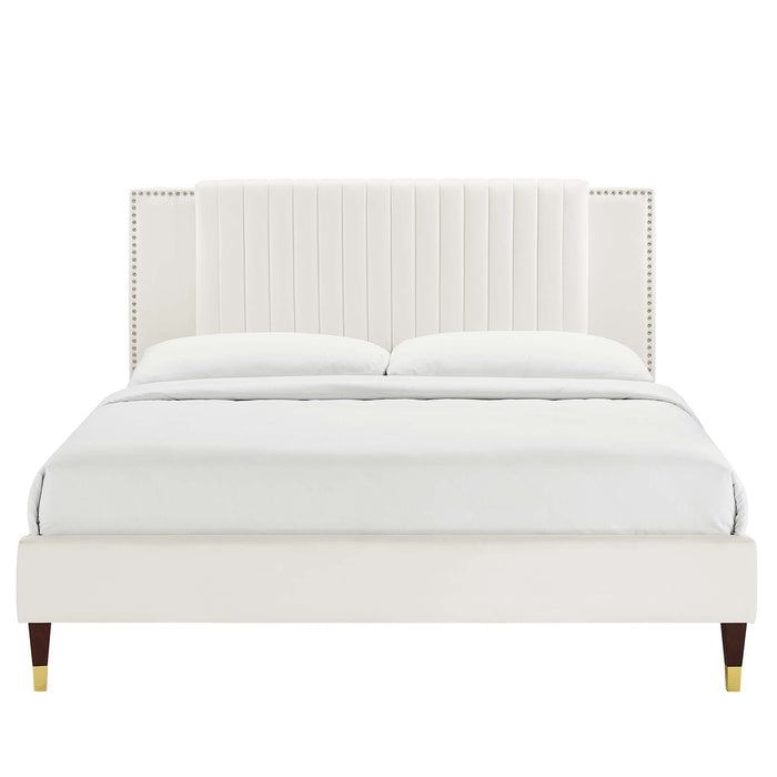 Zahra Channel Tufted Performance Velvet Twin Platform Bed