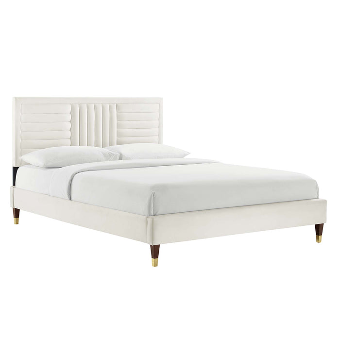 Sofia Channel Tufted Performance Velvet Twin Platform Bed