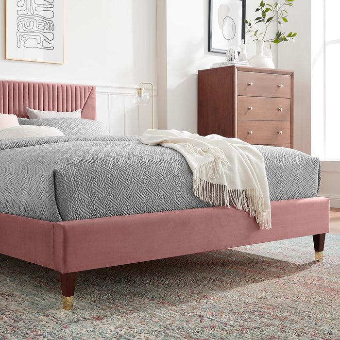 Yasmine Channel Tufted Performance Velvet Twin Platform Bed