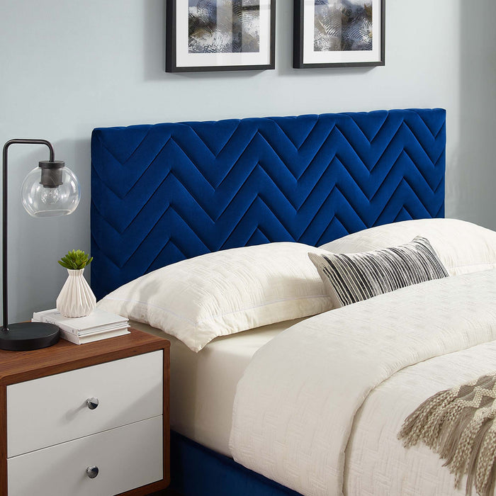 Leah Chevron Tufted Performance Velvet Twin Platform Bed