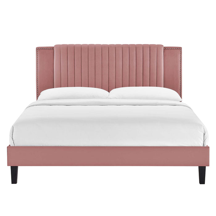 Zahra Channel Tufted Performance Velvet Twin Platform Bed