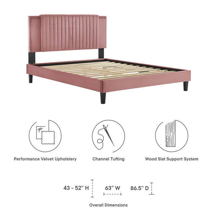 Zahra Channel Tufted Performance Velvet Twin Platform Bed