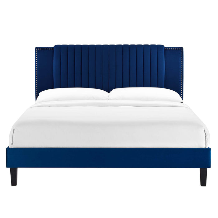 Zahra Channel Tufted Performance Velvet Twin Platform Bed