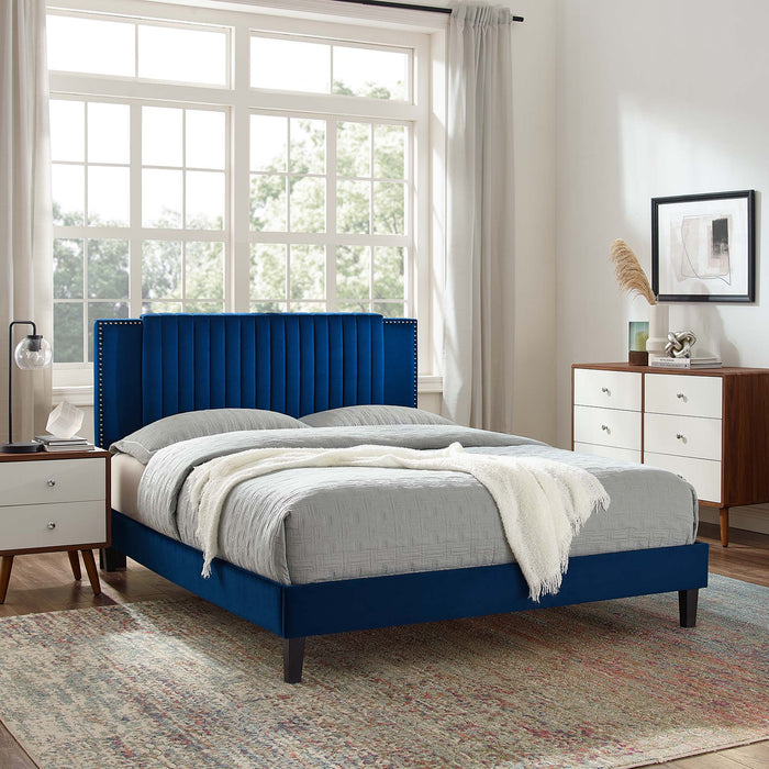 Zahra Channel Tufted Performance Velvet Twin Platform Bed