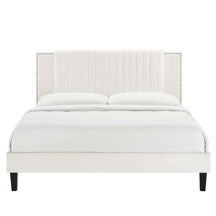 Zahra Channel Tufted Performance Velvet Twin Platform Bed