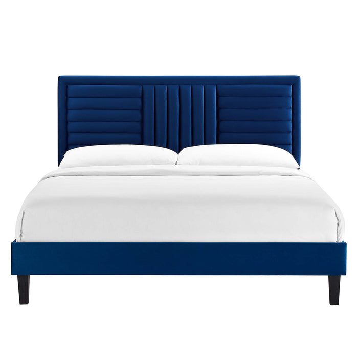 Sofia Channel Tufted Performance Velvet Twin Platform Bed