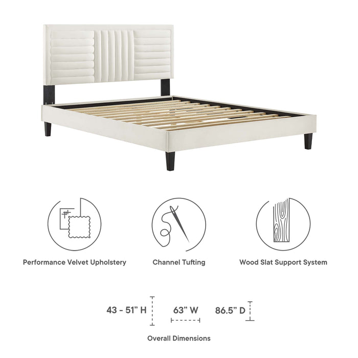 Sofia Channel Tufted Performance Velvet Twin Platform Bed