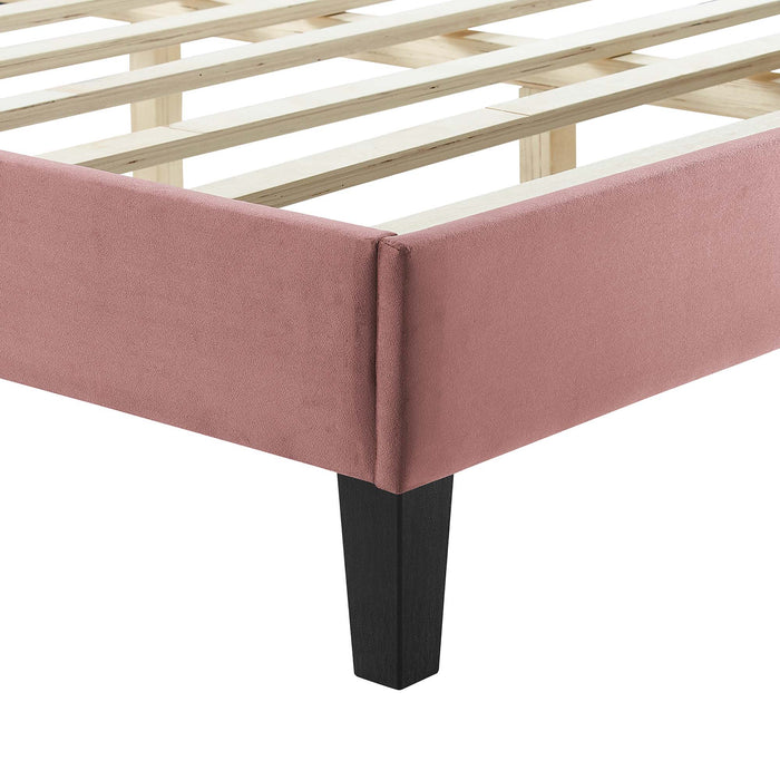 Yasmine Channel Tufted Performance Velvet Twin Platform Bed