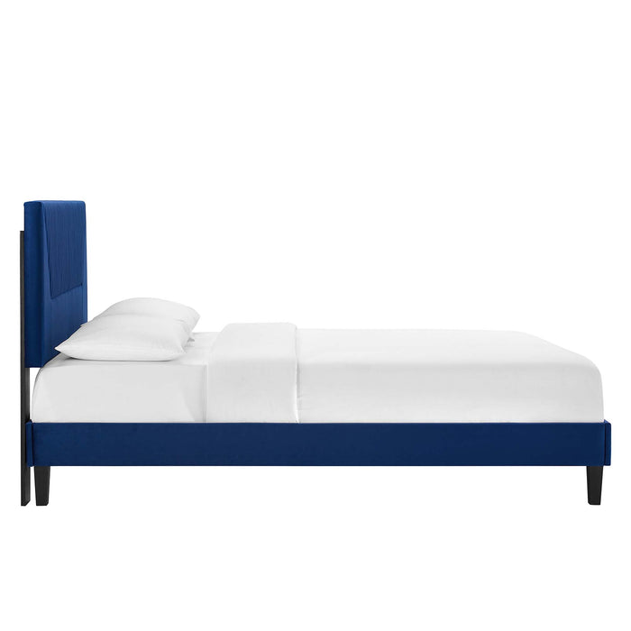 Yasmine Channel Tufted Performance Velvet Twin Platform Bed