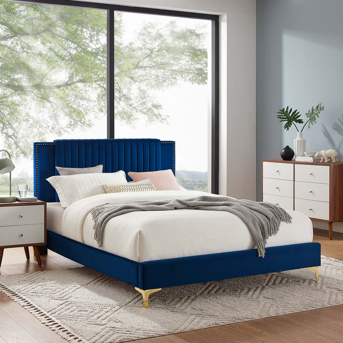 Zahra Channel Tufted Performance Velvet Full Platform Bed