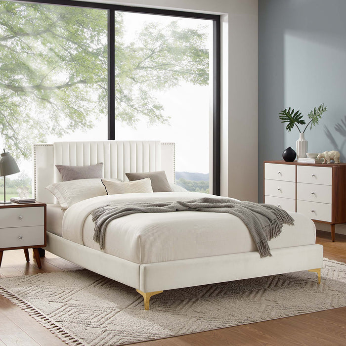 Zahra Channel Tufted Performance Velvet Full Platform Bed