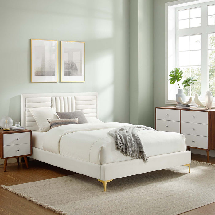 Sofia Channel Tufted Performance Velvet Full Platform Bed