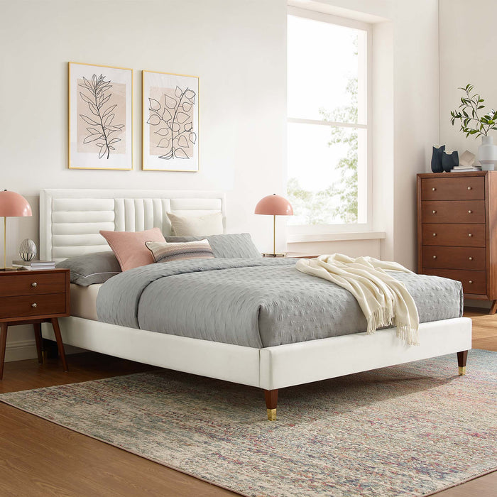 Sofia Channel Tufted Performance Velvet Full Platform Bed