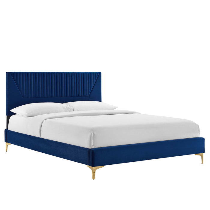 Yasmine Channel Tufted Performance Velvet King Platform Bed