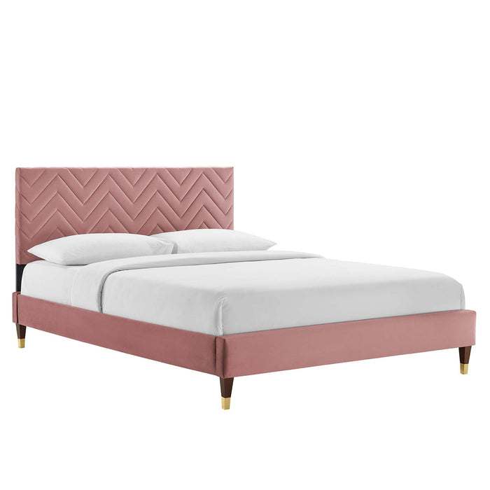 Leah Chevron Tufted Performance Velvet King Platform Bed