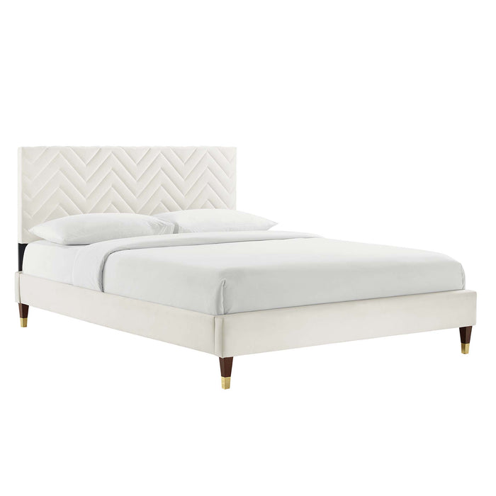 Leah Chevron Tufted Performance Velvet King Platform Bed