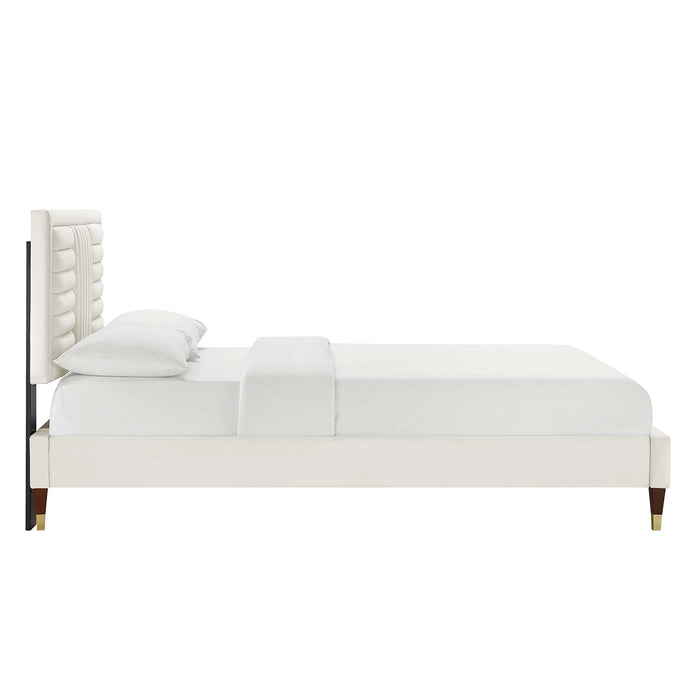 Sofia Channel Tufted Performance Velvet King Platform Bed