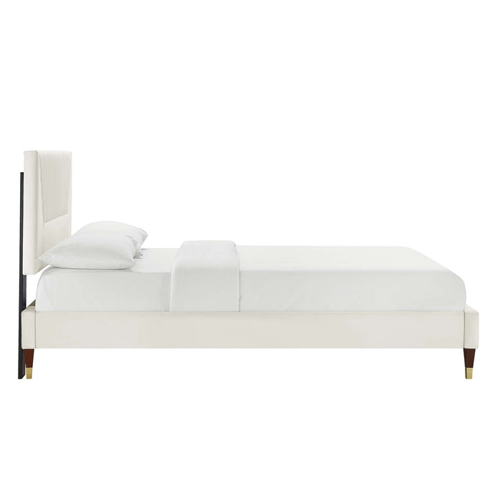 Yasmine Channel Tufted Performance Velvet King Platform Bed