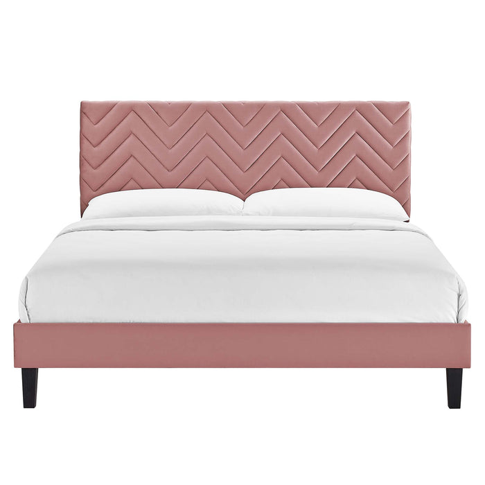 Leah Chevron Tufted Performance Velvet King Platform Bed