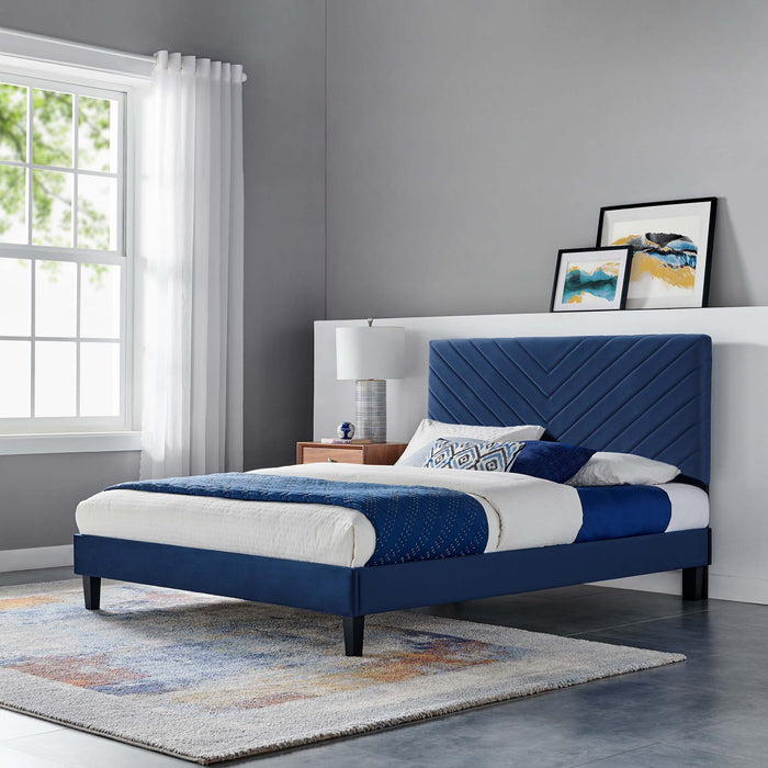 Roxanne Performance Velvet Twin Platform Bed