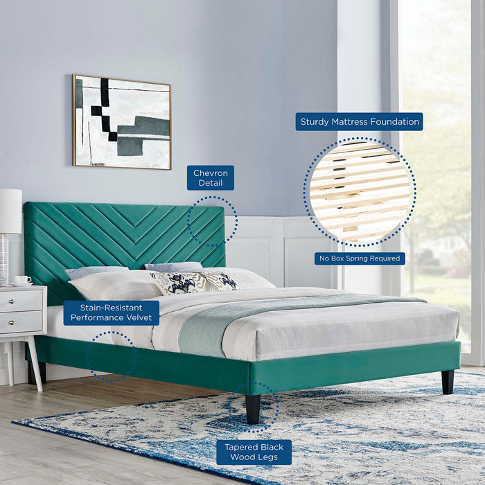 Roxanne Performance Velvet Twin Platform Bed