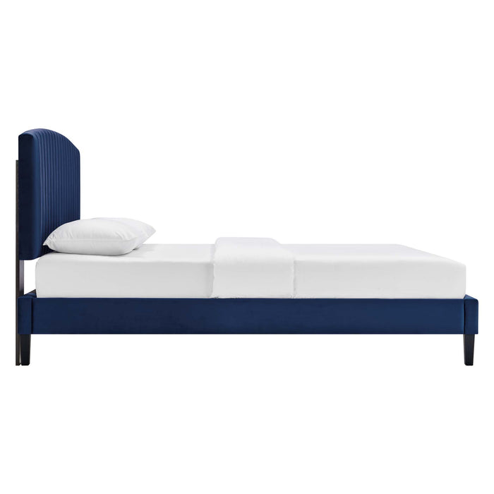 Alessi Performance Velvet King Platform Bed