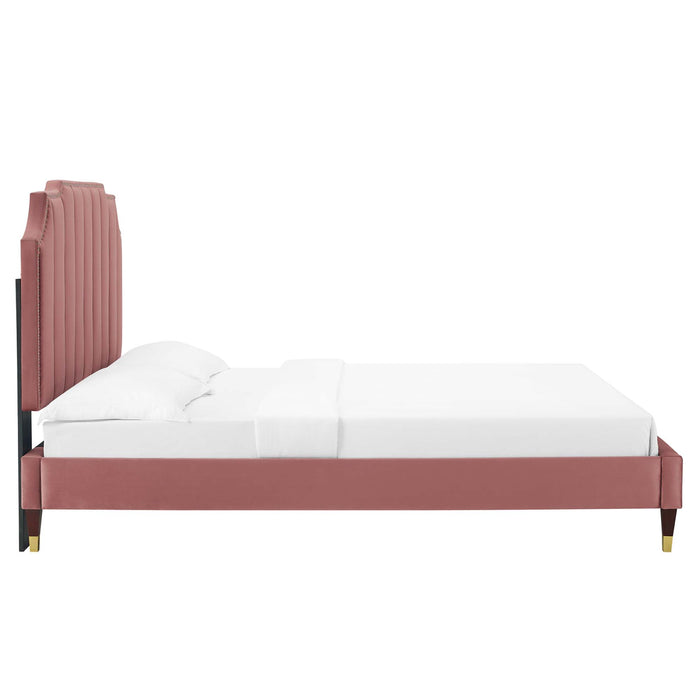 Colette King Performance Velvet Platform Bed