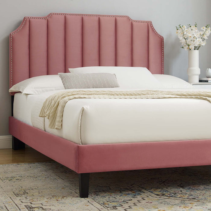 Colette King Performance Velvet Platform Bed