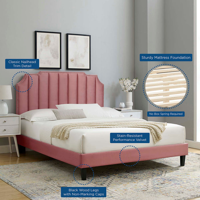 Colette King Performance Velvet Platform Bed