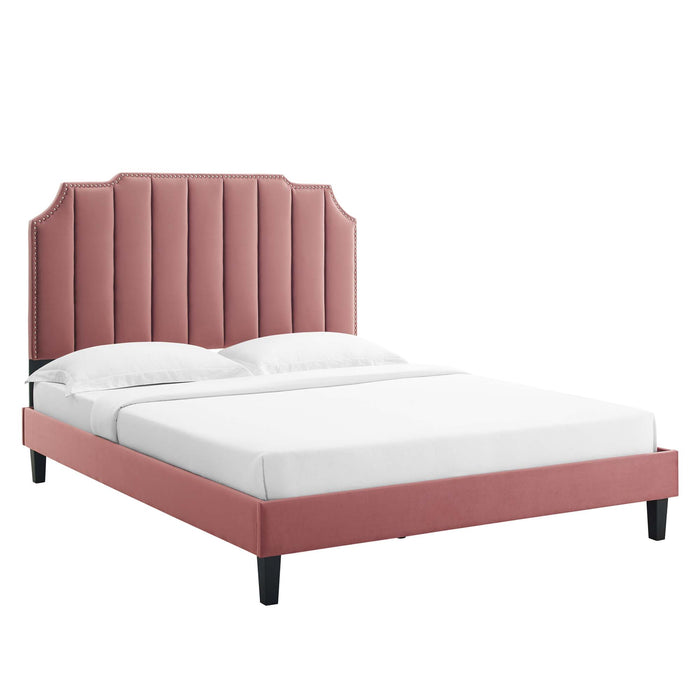 Colette King Performance Velvet Platform Bed