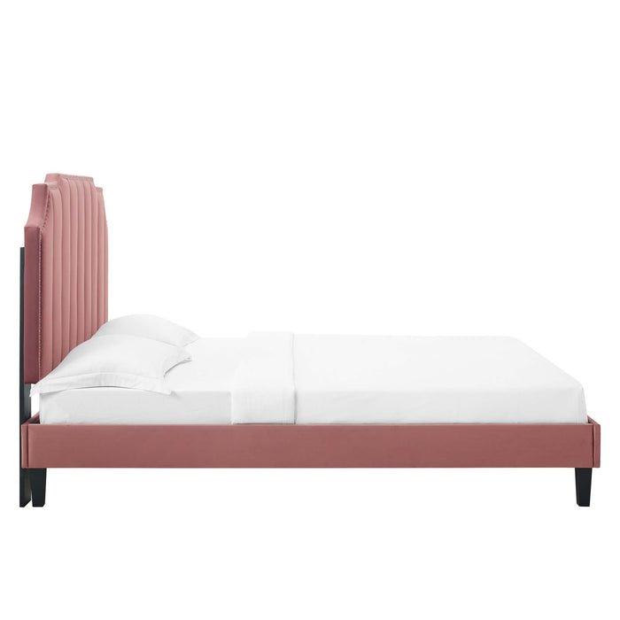 Colette King Performance Velvet Platform Bed