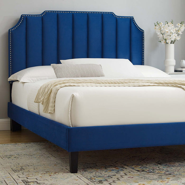 Colette King Performance Velvet Platform Bed