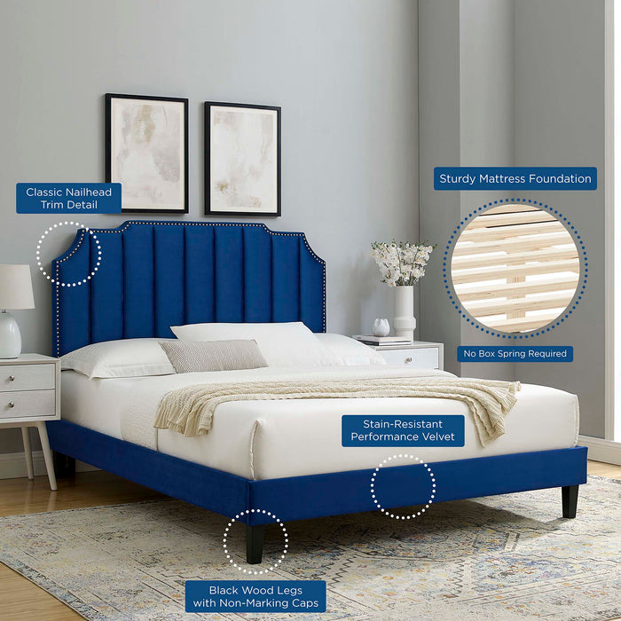 Colette King Performance Velvet Platform Bed