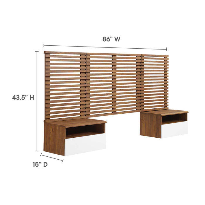 Render Wall Mount Twin Headboard and Modern Nightstands