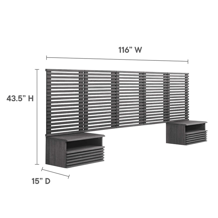 Render Wall Mount Queen Headboard and Modern Nightstands