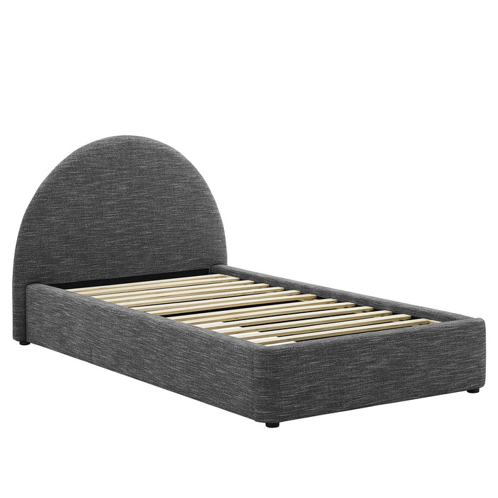 Resort Upholstered Fabric Arched Round Twin Platform Bed