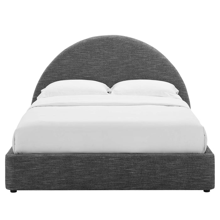 Resort Upholstered Fabric Arched Round Full Platform Bed