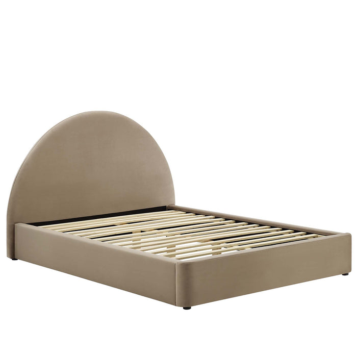 Resort Performance Velvet Arched Round Full Platform Bed