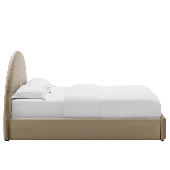 Resort Performance Velvet Arched Round Full Platform Bed