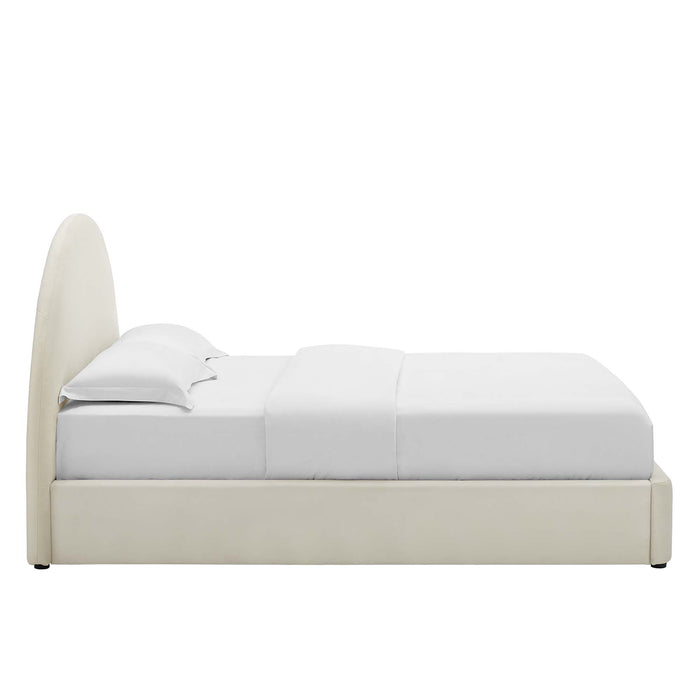 Resort Performance Velvet Arched Round Queen Platform Bed