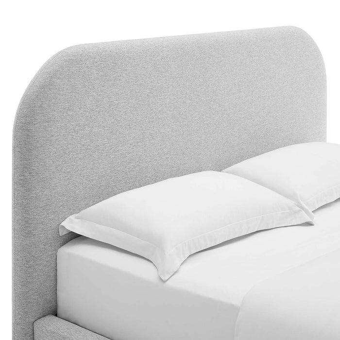 Keynote Upholstered Fabric Curved Full Platform Bed