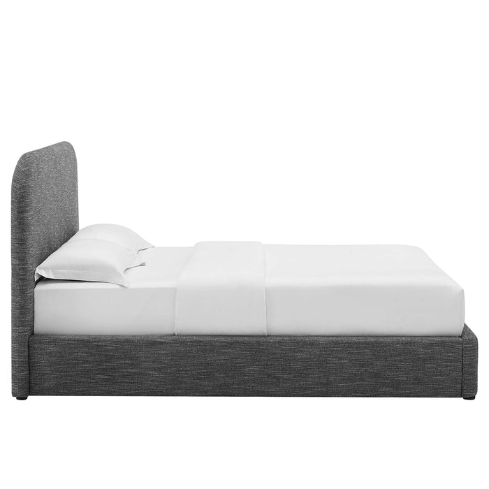 Keynote Upholstered Fabric Curved Full Platform Bed