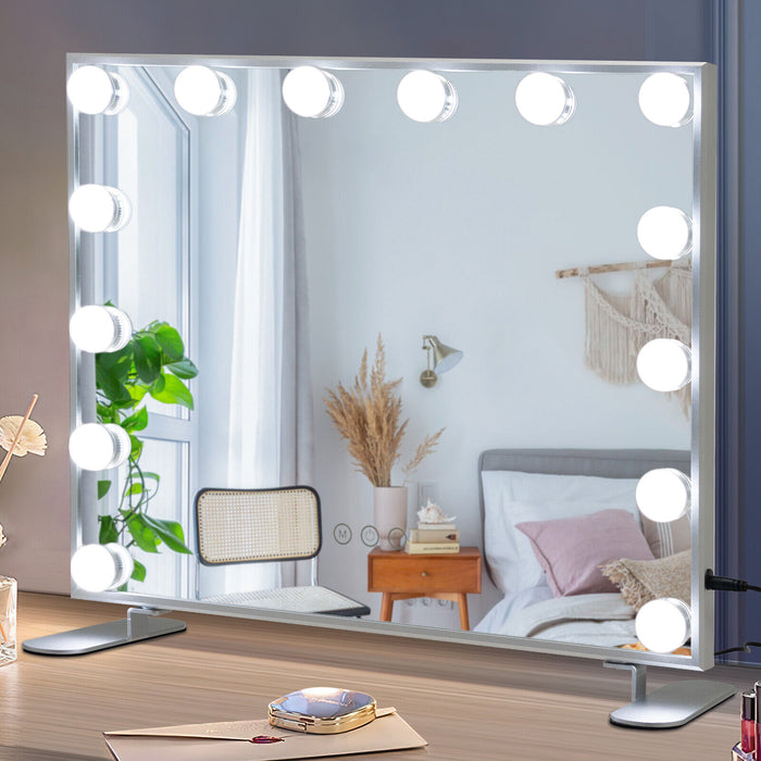 2-in-1 Vanity Mirror with 14 Dimmable LED Bulbs