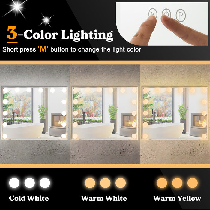 2-in-1 Vanity Mirror with 14 Dimmable LED Bulbs